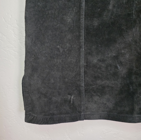 Vintage Kelli Kouri Leather Classic Black Suede Skirt Size 8 - Picture 3 of 10